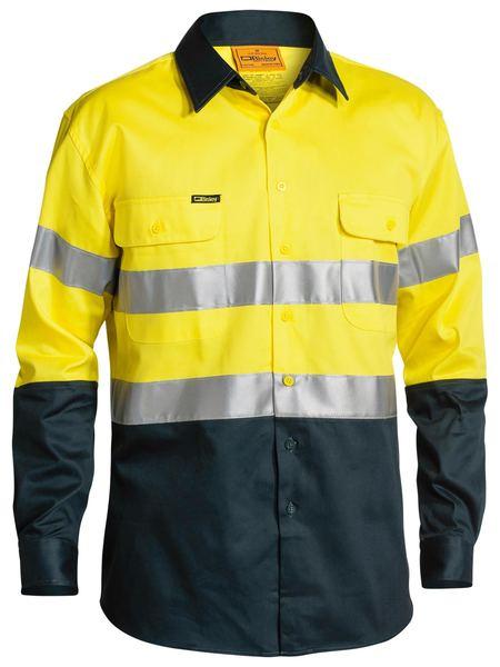 Bisley 2 Tone Hi Vis Shirt 3M Reflective Tape - Long Sleeve