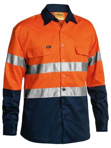 Bisley 2 Tone Hi Vis Shirt 3M Reflective Tape - Long Sleeve