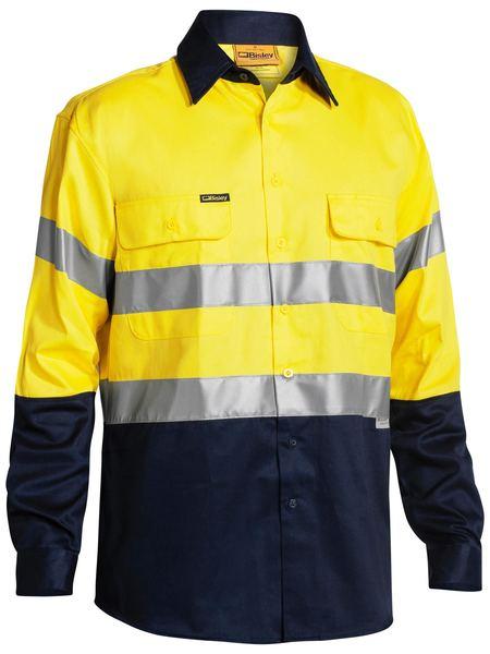 Bisley 2 Tone Hi Vis Shirt 3M Reflective Tape - Long Sleeve