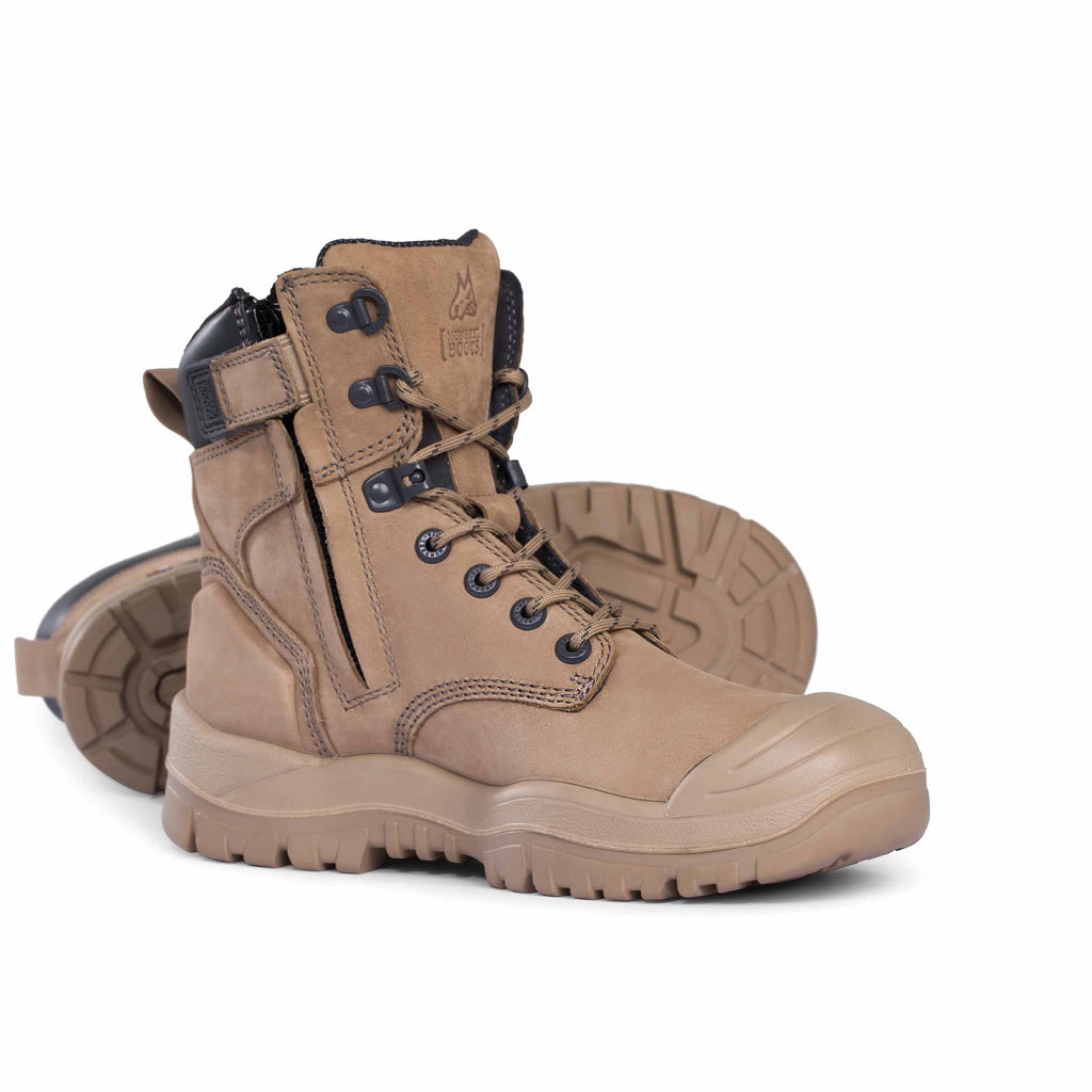 Stone High Leg ZipSider Boot w/ Scuff Cap