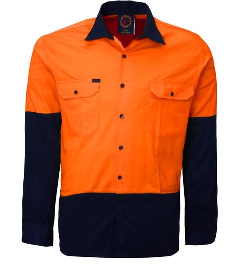 Hi Vis L/S O/F Drill Shirt