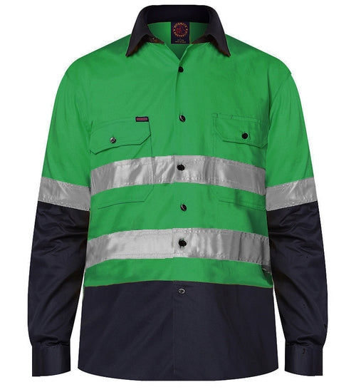 Hi Vis L/S O/F Taped Drill Shirt