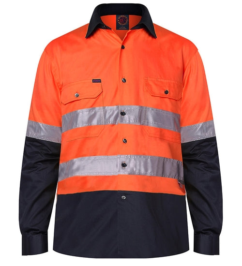 Hi Vis L/S O/F Taped Drill Shirt