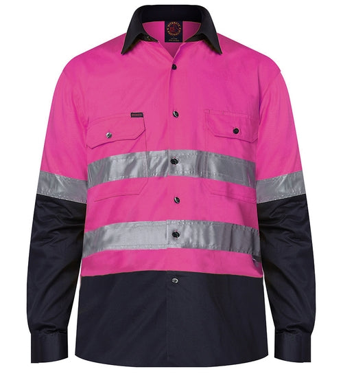 Hi Vis L/S O/F Taped Drill Shirt