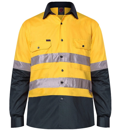 Hi Vis L/S O/F Taped Drill Shirt