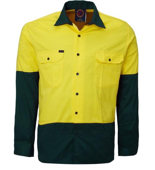 Hi Vis L/S O/F Drill Shirt