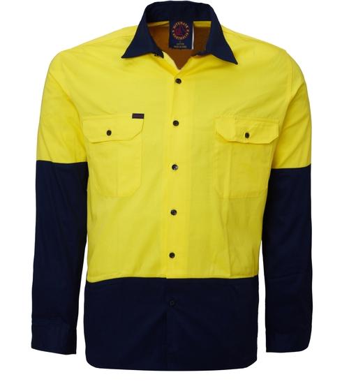 Hi Vis L/S O/F Drill Shirt